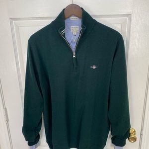 Gant superfine lambs wool tartan green 1/4 zip